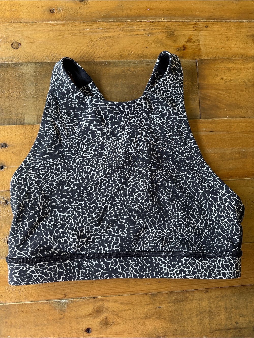 lululemon athletica Black and White Leopard Print High-Neck Spirts Bra
